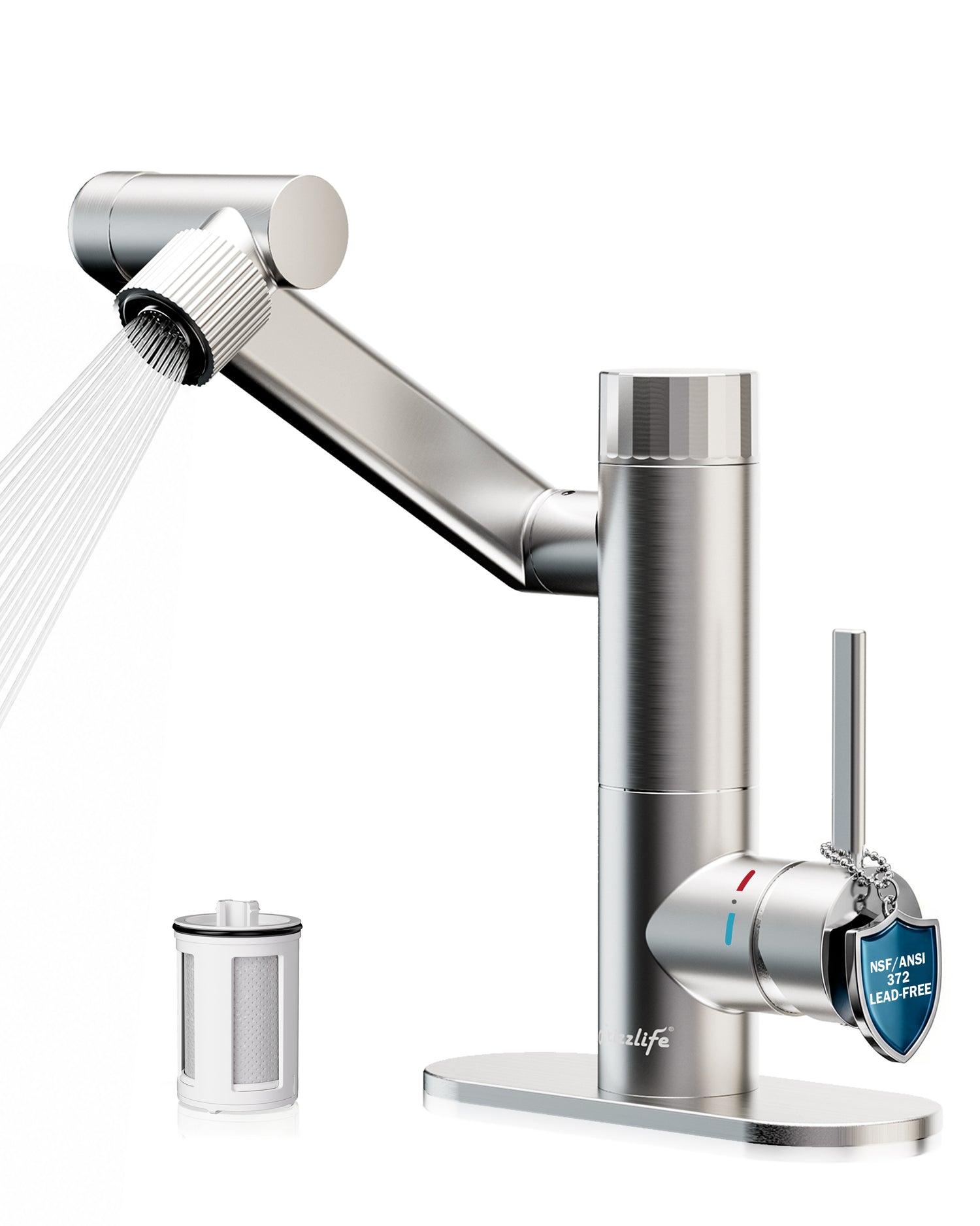 Frizzlife MF1080-S Series Bathroom & Kitchen Faucet with Water Filter, Brushed Nickel