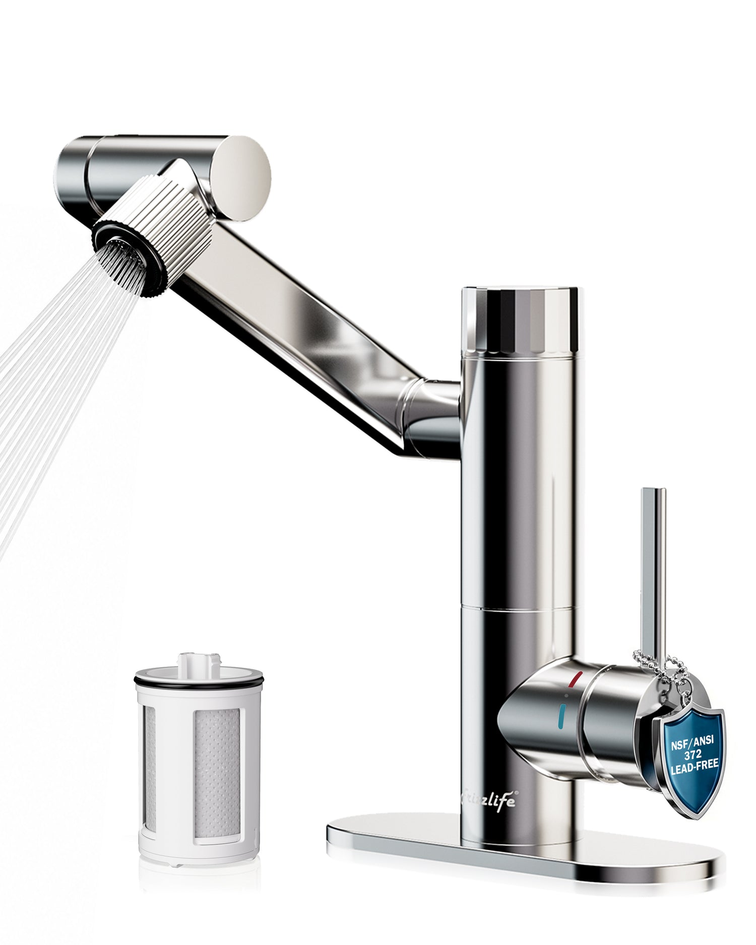 Frizzlife MF1080-S Series Bathroom & Kitchen Faucet with Water Filter, Polished Chrome