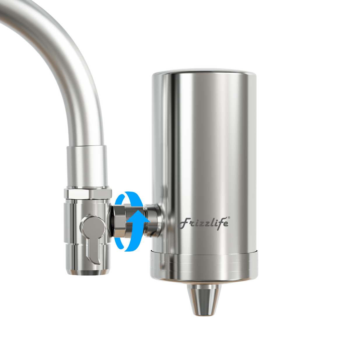 Frizzlife FS99 Water Filter for Sink Faucet, Certified Reduce 99.9% Lead,Heavy Metal For Skin Care, 360° Rotating&304 Stainless Steel Tap Water Purifier for Kitchen/Bathroom, With 2 Filter Replacement