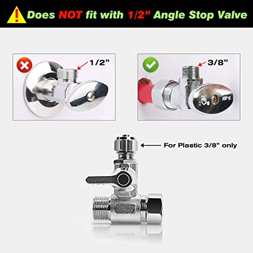Frizzlife Messing Speisewasser Adapter - 3/8 Zoll, 3/8 Zoll Comp und 3/8 Zoll OD Kompression Winkel Absperrventil Adapter für 3/8“ Wasserleitung Umkehrosmose-Wasserfilter, Kaffeemaschinen und Eismaschinen