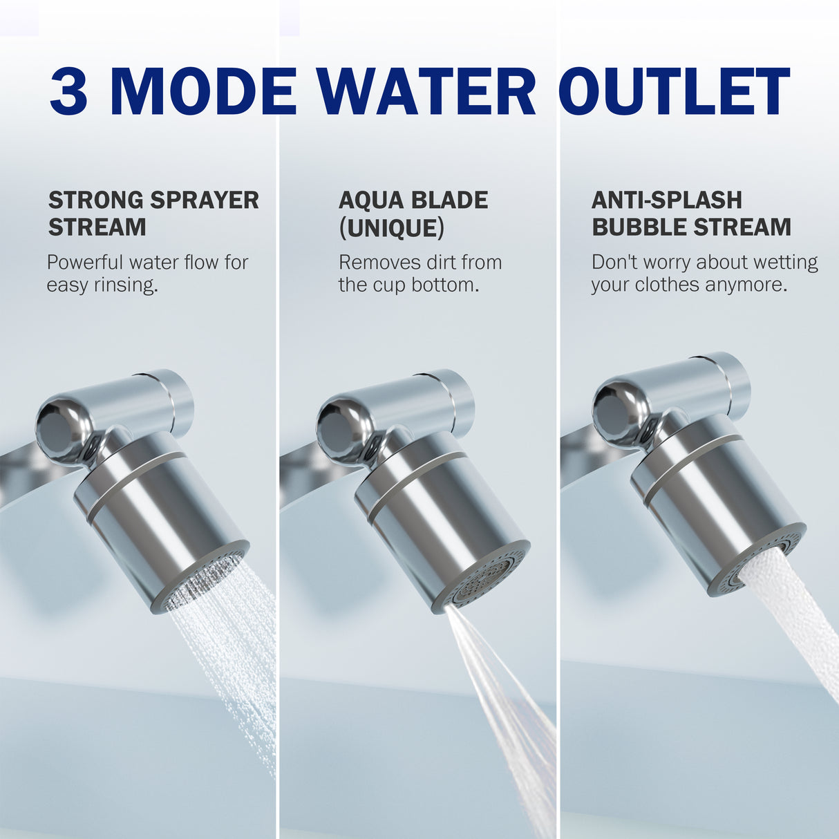 Frizzlife spritzwassergeschützte Waschbeckenhahnverlängerung mit Filter, zertifizierte Reduzierung von 99% Chlor, 1440° drehbarer Wasserhahnbelüfter, 3 Modi Sprühaufsatz für Küche/Bad/Kinder, 8 Stück Ersatzfilter