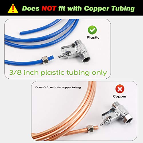 Frizzlife Messing Speisewasser Adapter - 3/8 Zoll, 3/8 Zoll Comp und 3/8 Zoll OD Kompression Winkel Absperrventil Adapter für 3/8“ Wasserleitung Umkehrosmose-Wasserfilter, Kaffeemaschinen und Eismaschinen