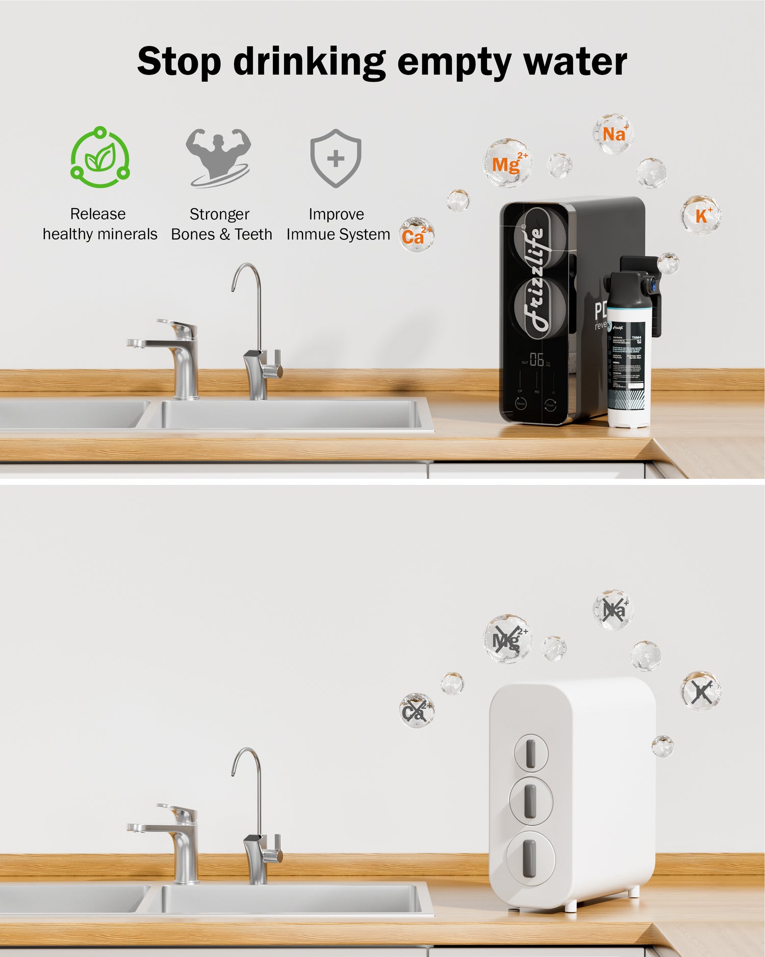 Frizzlife 1000GPD Reverse Osmosis Water Filter, NSF/ASNI 58&372 Standard, Alkaline Mineral pH+ Reverse Osmosis, 9-Stage Filtration Tankless RO, 2:1 Pure to Drain, Under Sink, Smart Faucet, PD1000-N