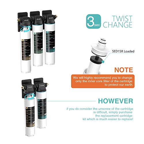 Kit de carcasa de repuesto Frizzlife SED15R-HF con cartucho de filtro SED15R en el interior - Para sistemas de filtro de agua bajo fregadero DW15, DW15F y TW15