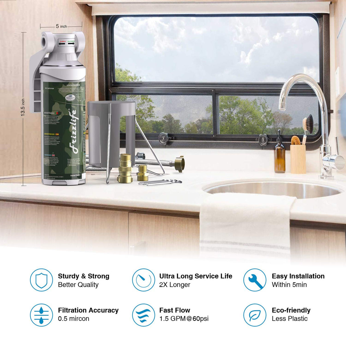 Filtro de agua FRIZZLIFE MV99 RV, certificado NSF 42 y 53