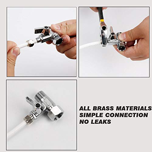 Frizzlife Messing Speisewasser Adapter - 3/8 Zoll, 3/8 Zoll Comp und 3/8 Zoll OD Kompression Winkel Absperrventil Adapter für 3/8“ Wasserleitung Umkehrosmose-Wasserfilter, Kaffeemaschinen und Eismaschinen