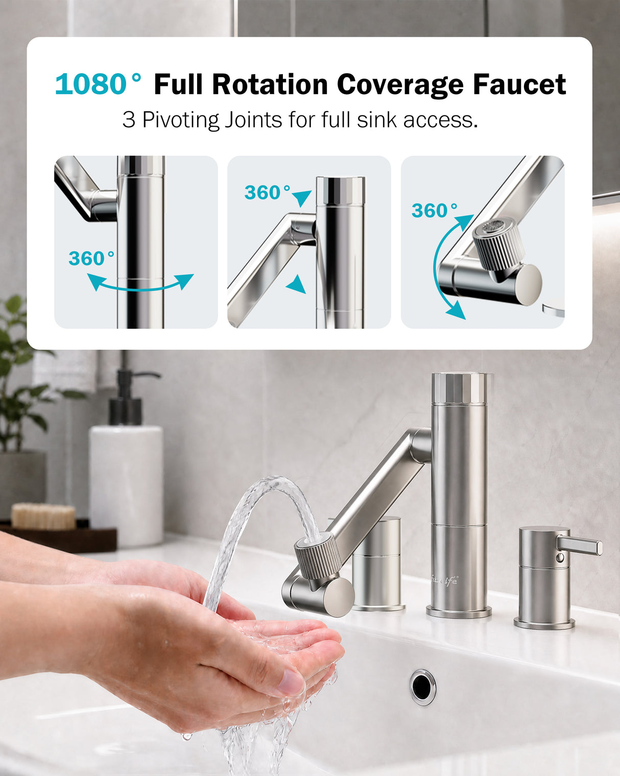 Frizzlife MF1080-X Series Bathroom & Kitchen Faucet with Water Filter, Brushed Nickel