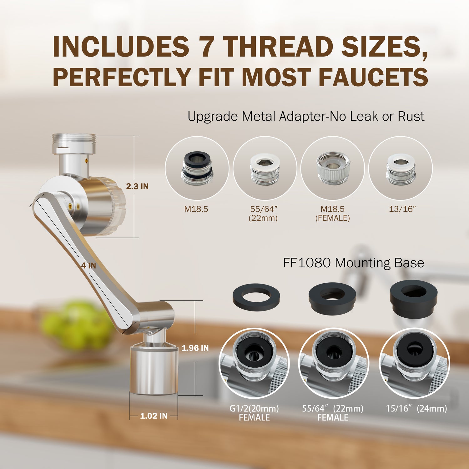 Frizzlife 1080° Rotating Faucet Extender with Filter, FF1080