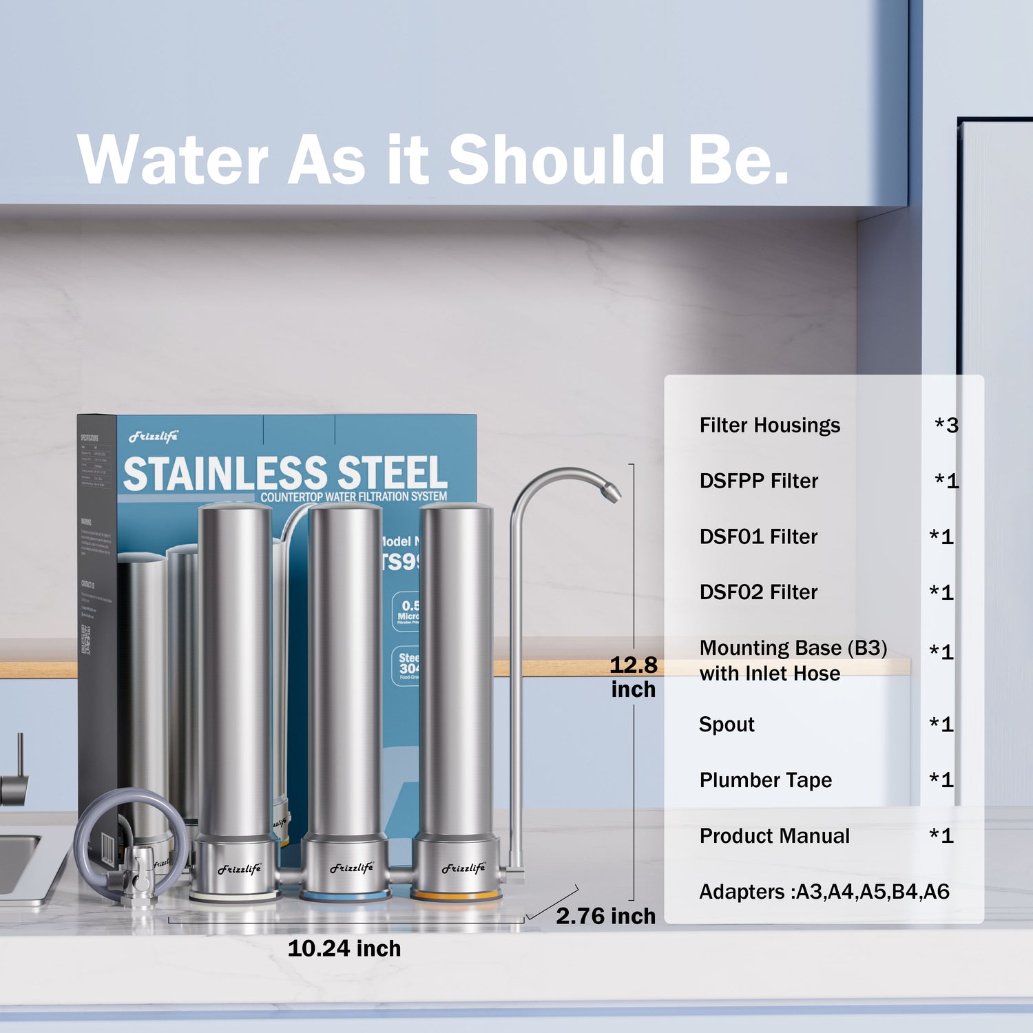 Frizzlife 9-Stage Stainless Steel Countertop Water Filter System, TS99