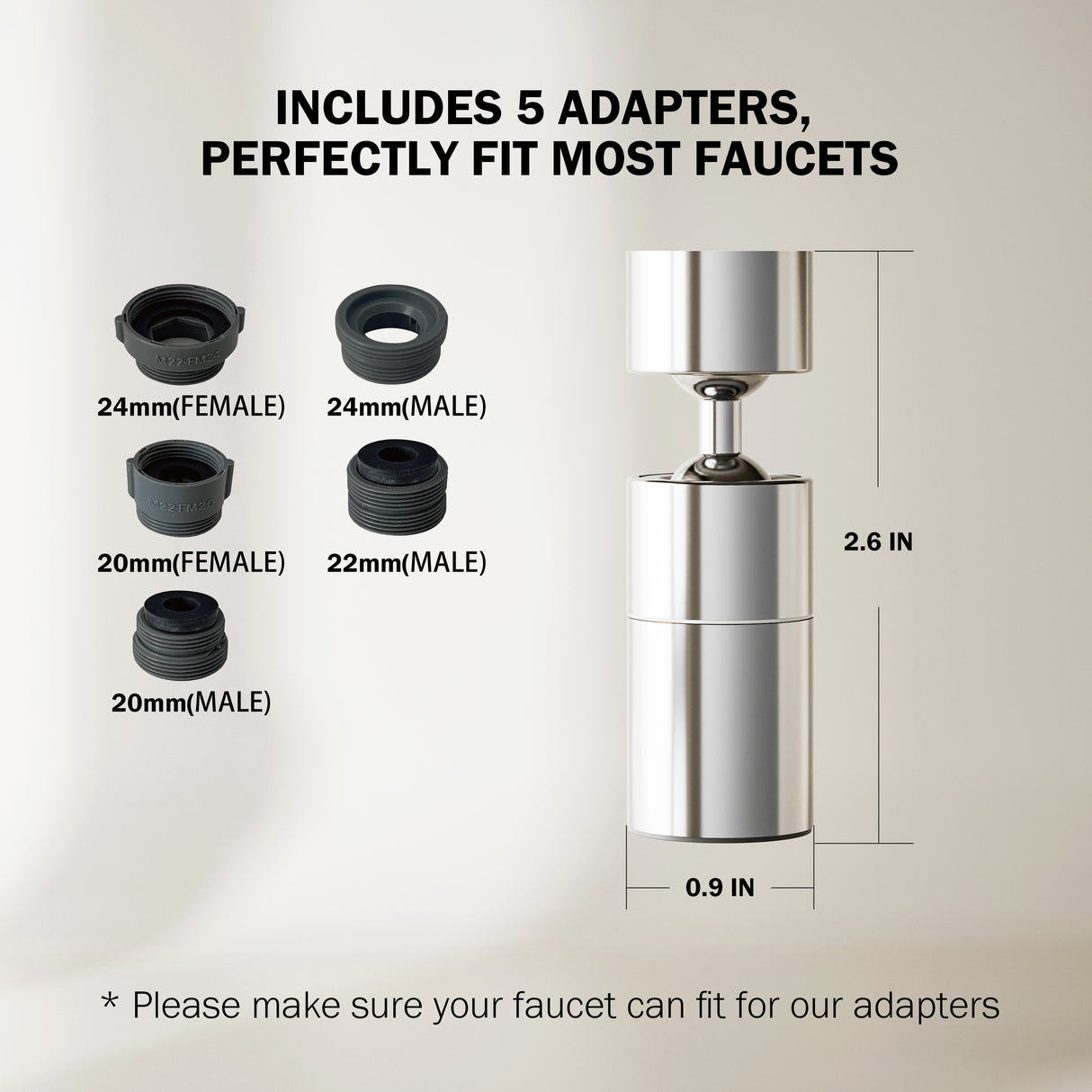 Frizzlife 360° schwenkbarer Wasserhahn-Aufsatz mit 3 Sprühmodi, Universal-Verlängerung für Küche, Bad und zum Haare-, Gesichts- und Kleinkind-Waschen