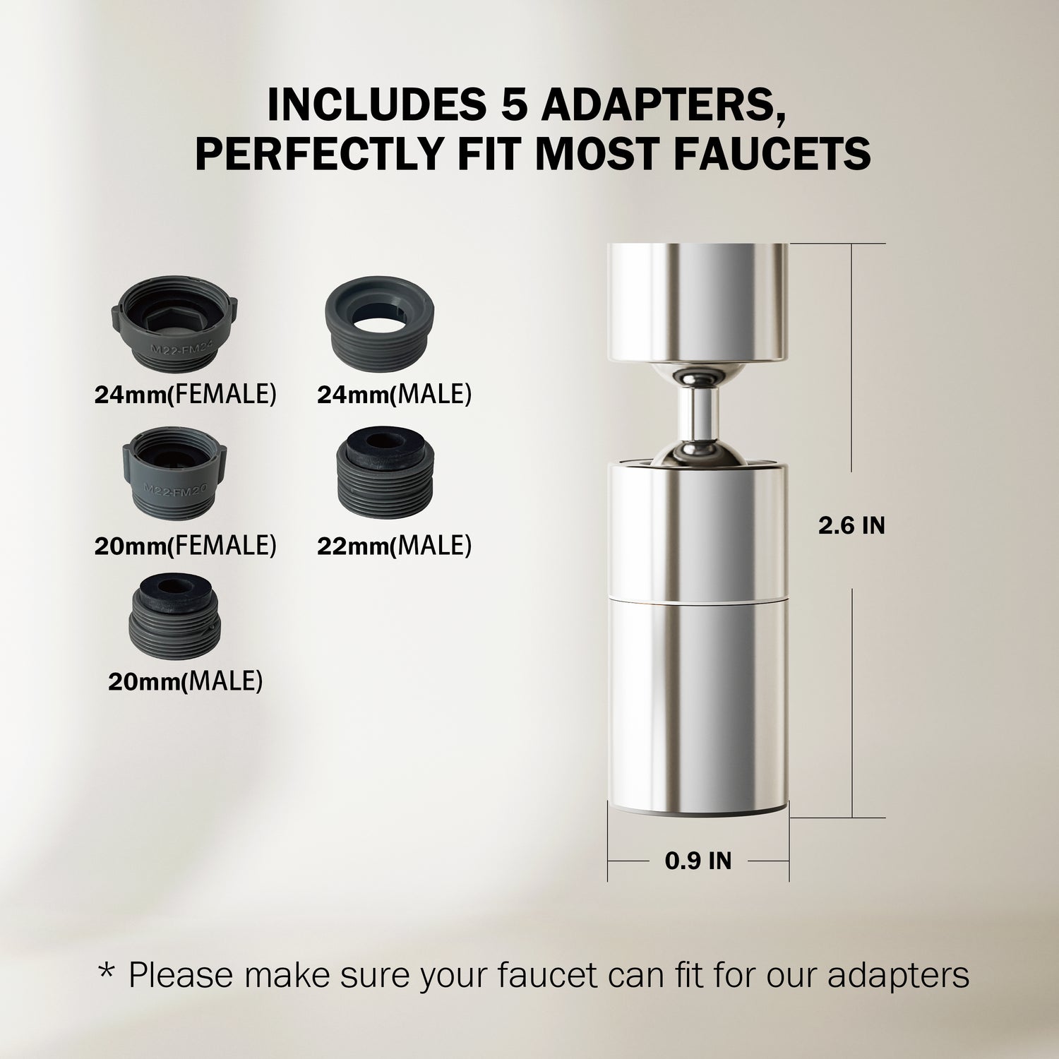 Frizzlife 360° Swivel Faucet Aerator Extender, FD360