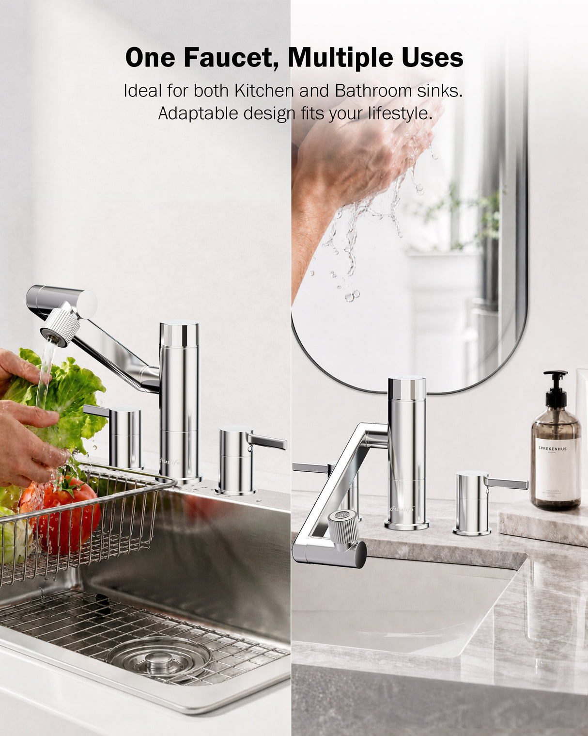 Frizzlife MF1080-X Series Bathroom & Kitchen Faucet with Water Filter, Polished Chrome