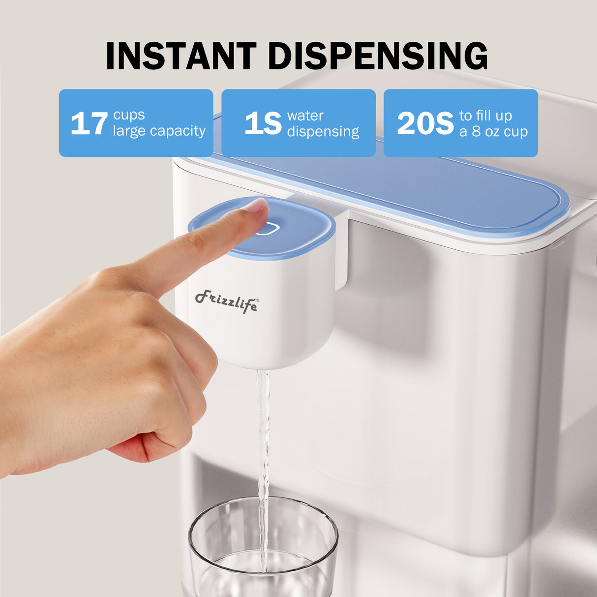 Frizzlife 400-Gallon Electric Water Filter Dispenser with 2 Filters (8-Stage Filtration),Reduce 99.89% of Lead,6 Months Rechargeable Water Pitcher, BPA-Free Instant Countertop Water Filter System,MD40