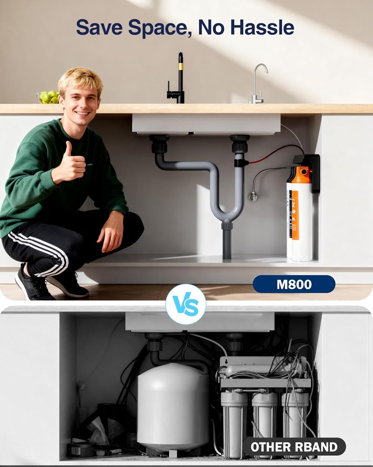 Frizzlife M800 Non-Electric Tankless RO Water Filter, 900GPD Alkaline Mineralized System, Smart WiFi App Control, Real-Time TDS & Filter Life Monitoring, Auto Flush, NSF/ANSI 58&372, 4:1 Pure to Drain