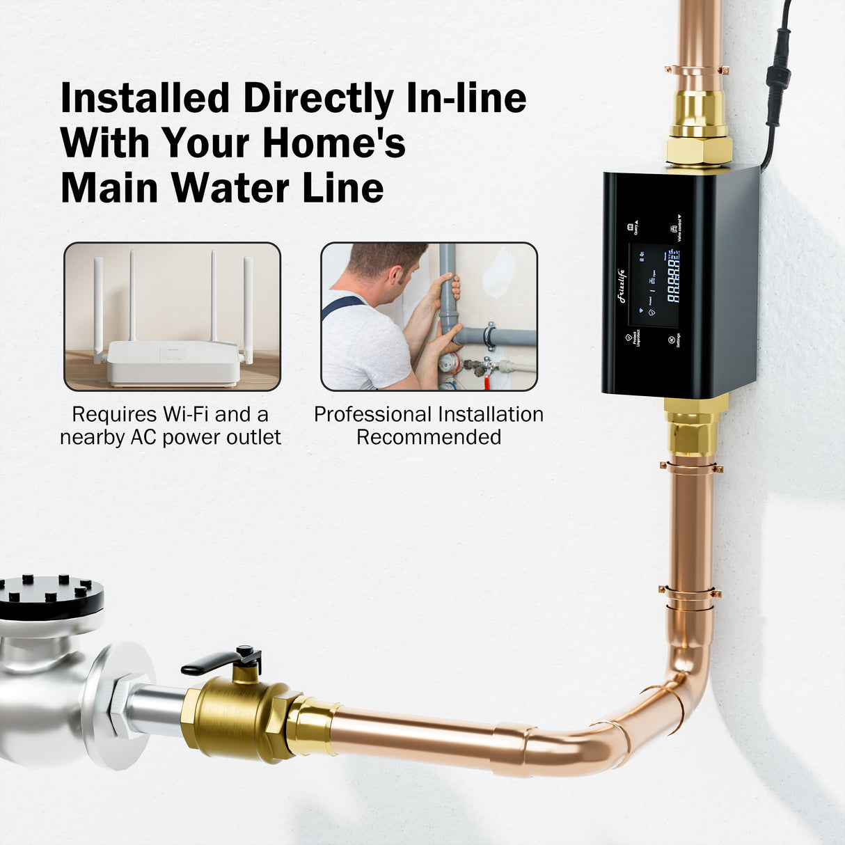 Frizzlife LP365 Smart Water Monitor and Automatic Shutoff Sensor,LP365