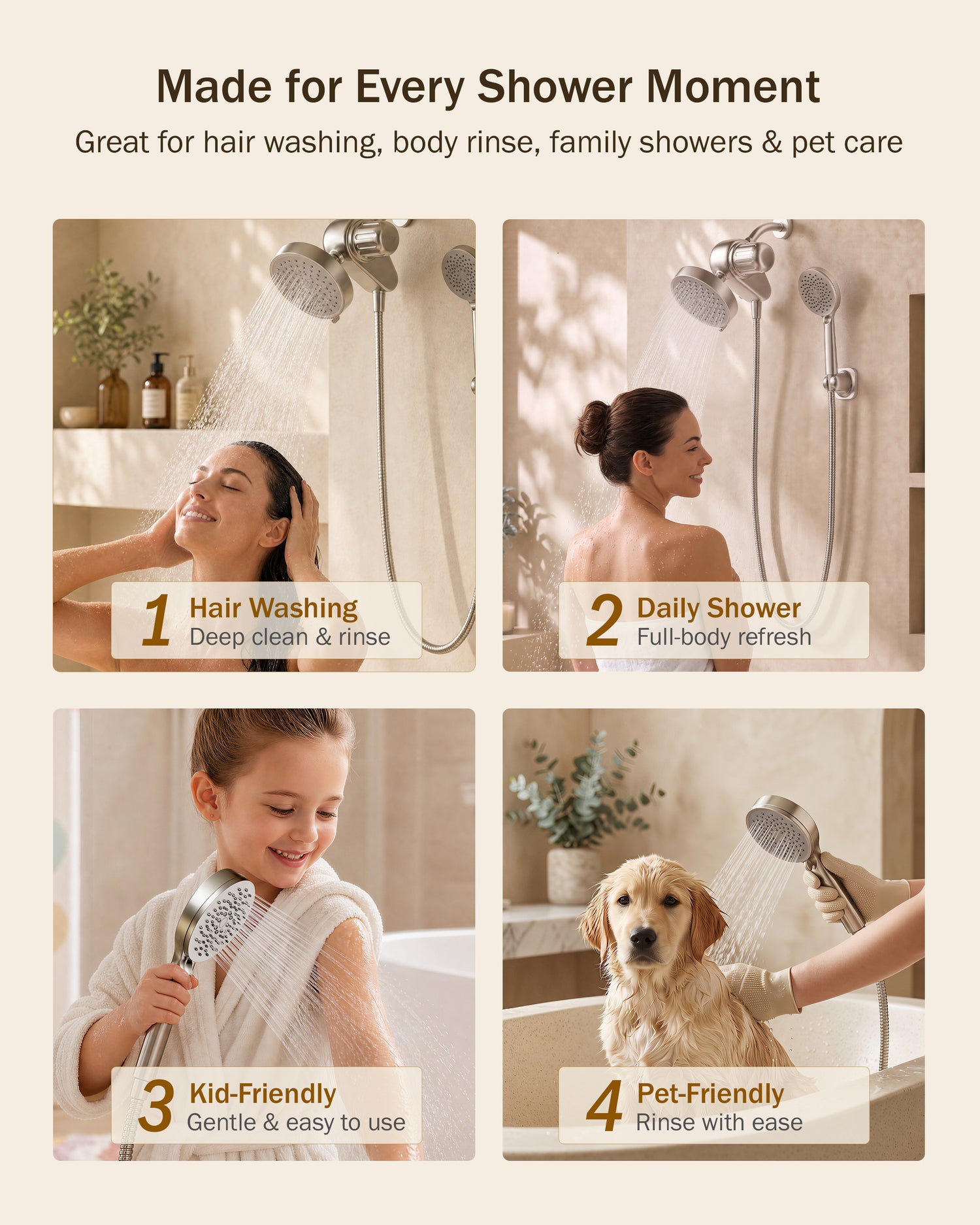 Frizzlife Dual Filtered Shower Head Combo, Rainfall Showerhead with Handheld, Both Heads Filtered, KDF-55 and Calcium Sulfite Filter, Reduces Chlorine, High Pressure, Ideal for Homes with Hard Water