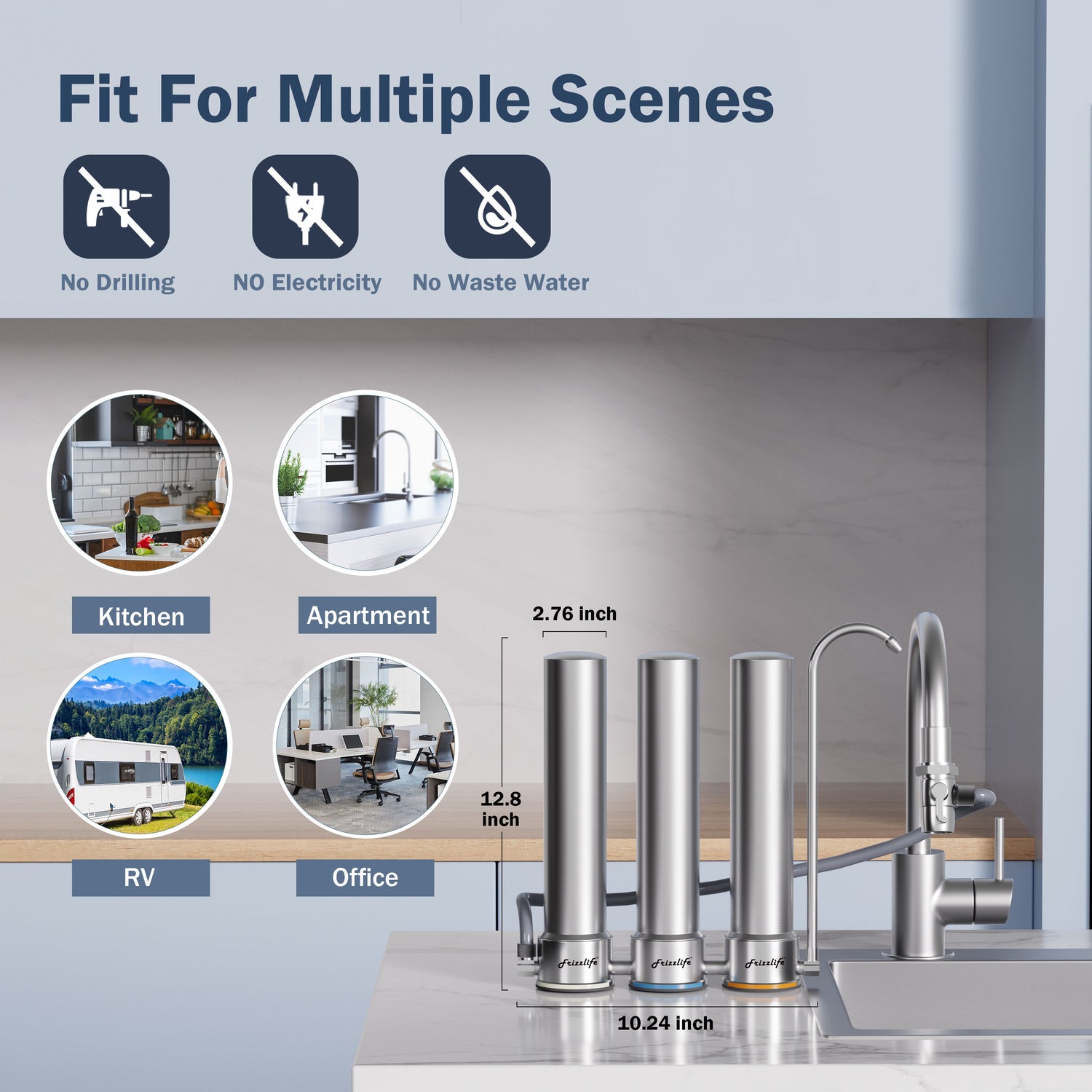 Frizzlife 9-Stage Stainless Steel Countertop Water Filter System, TS99