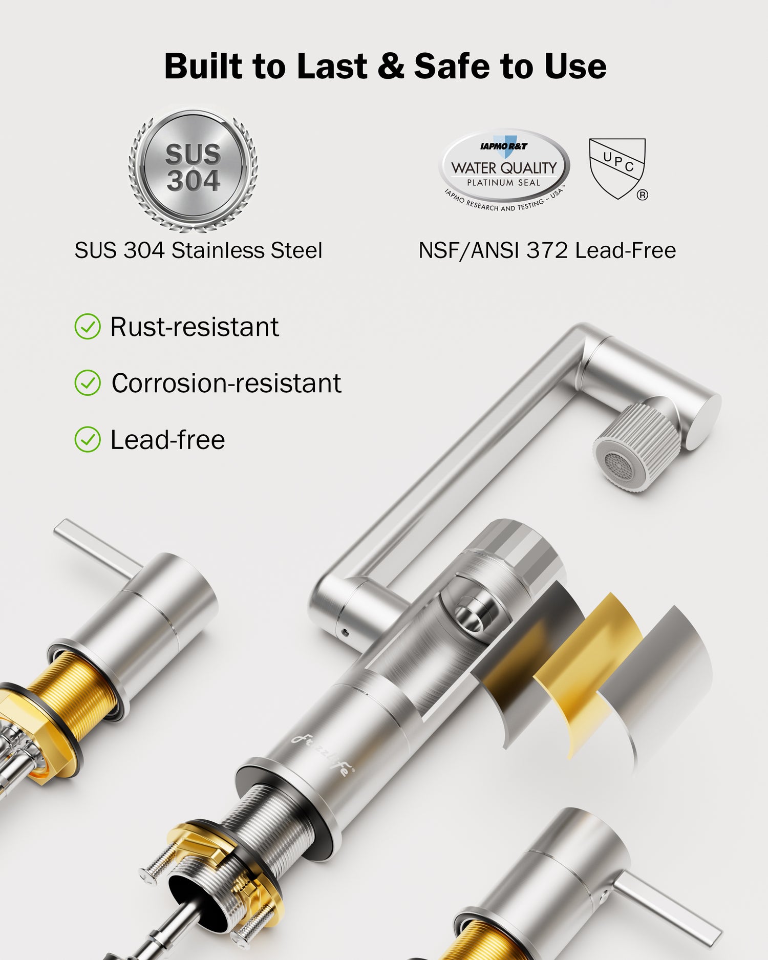 Frizzlife MF1080-X Series Bathroom & Kitchen Faucet with Water Filter, Brushed Nickel