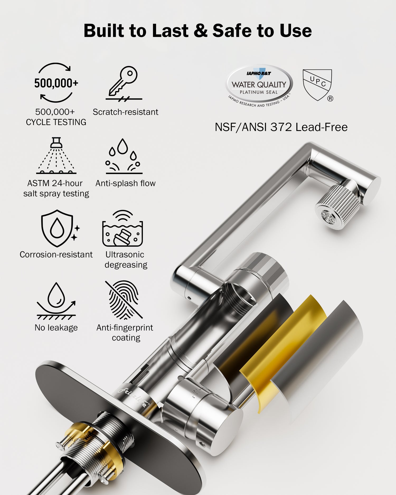 Frizzlife MF1080-S Series Bathroom & Kitchen Faucet with Water Filter, Polished Chrome