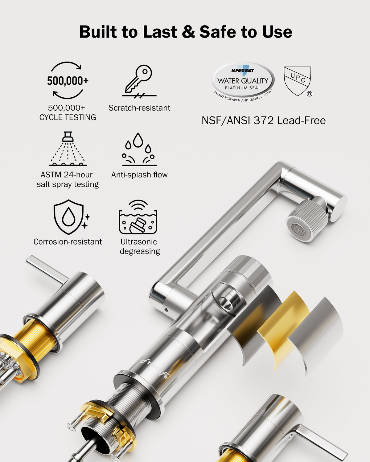 Frizzlife MF1080-X Series Bathroom & Kitchen Faucet with Water Filter, Polished Chrome