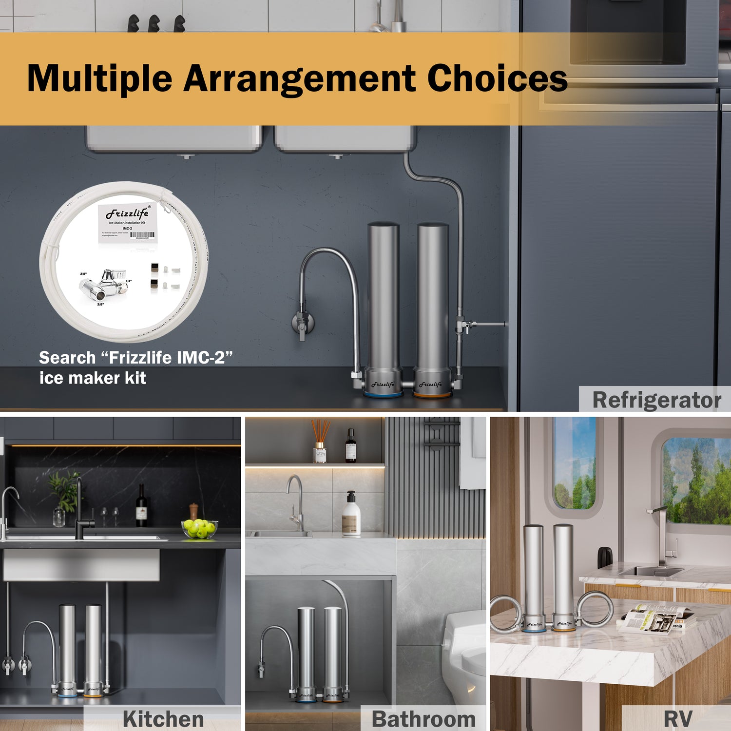 Frizzlife UDS99 Under Sink Water Filter System, 8-Stufen-Direktanschluss Wasserfiltration, 0,5 Mikron reduzieren 99,99% Blei, Chlor, Schwermetalle, schlechten Geschmack, NSF-zertifizierte Elemente, Edelstahl