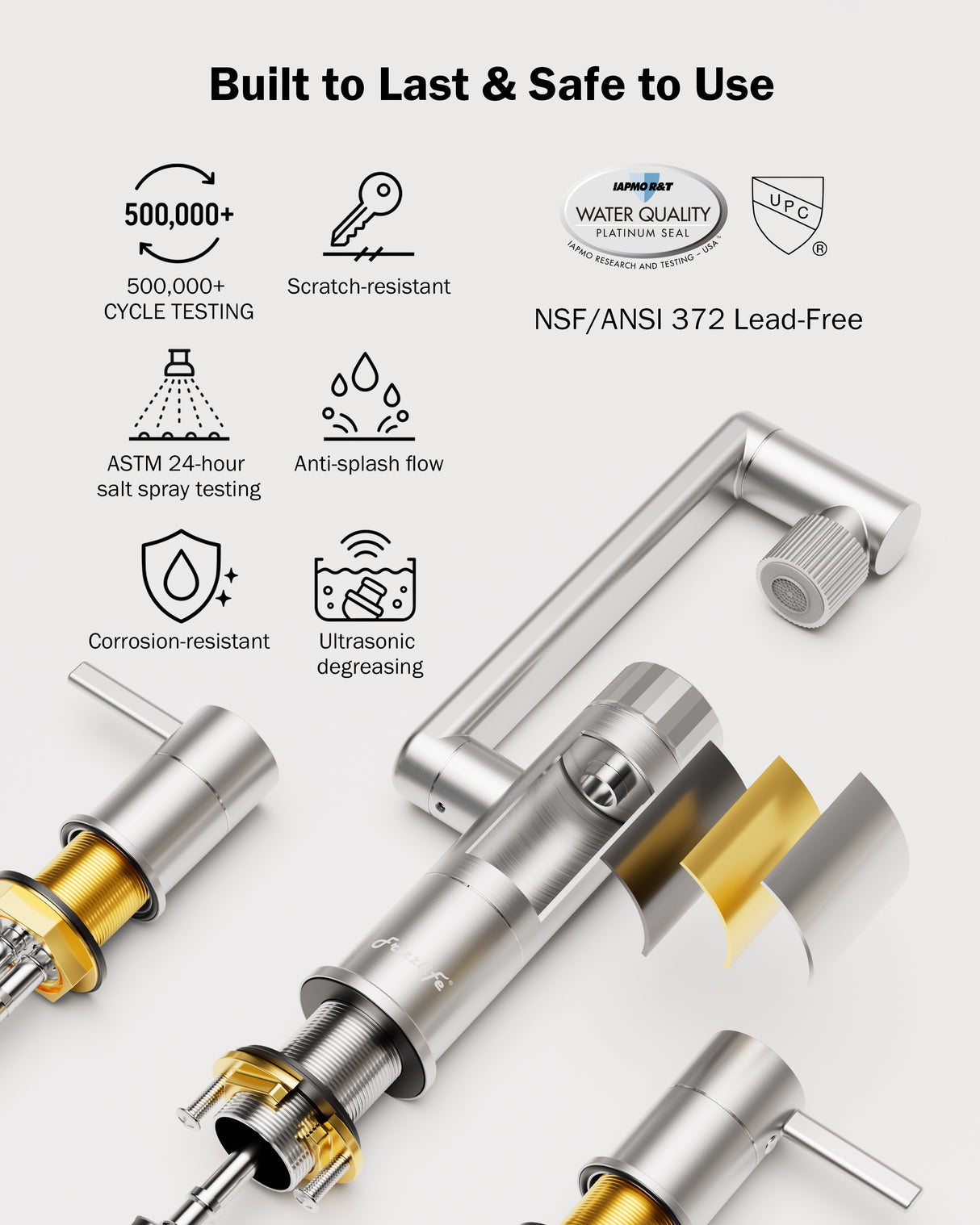 Frizzlife MF1080-X Series Bathroom & Kitchen Faucet with Water Filter, Brushed Nickel