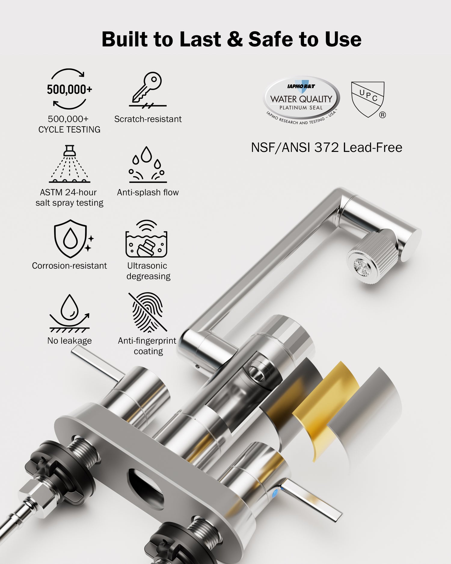 Frizzlife MF1080-D Series Bathroom & Kitchen Faucet with Water Filter, Polished Chrome