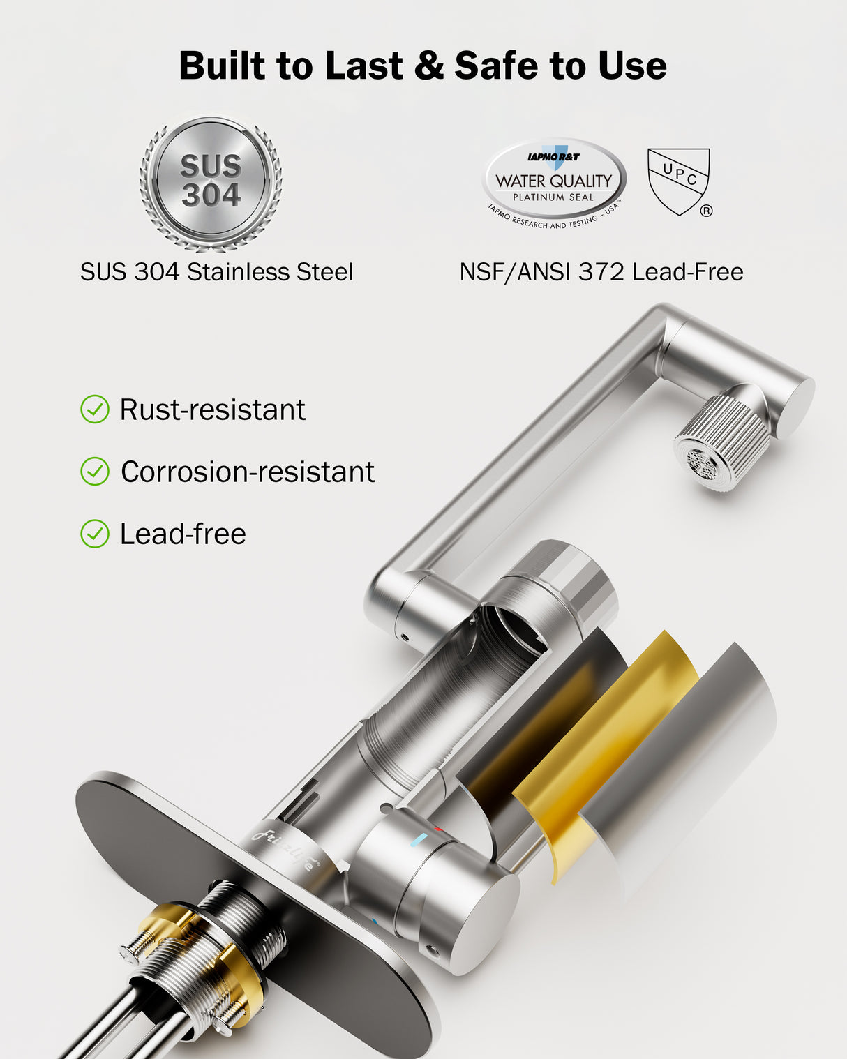 Frizzlife MF1080-S Series Bathroom & Kitchen Faucet with Water Filter, Brushed Nickel
