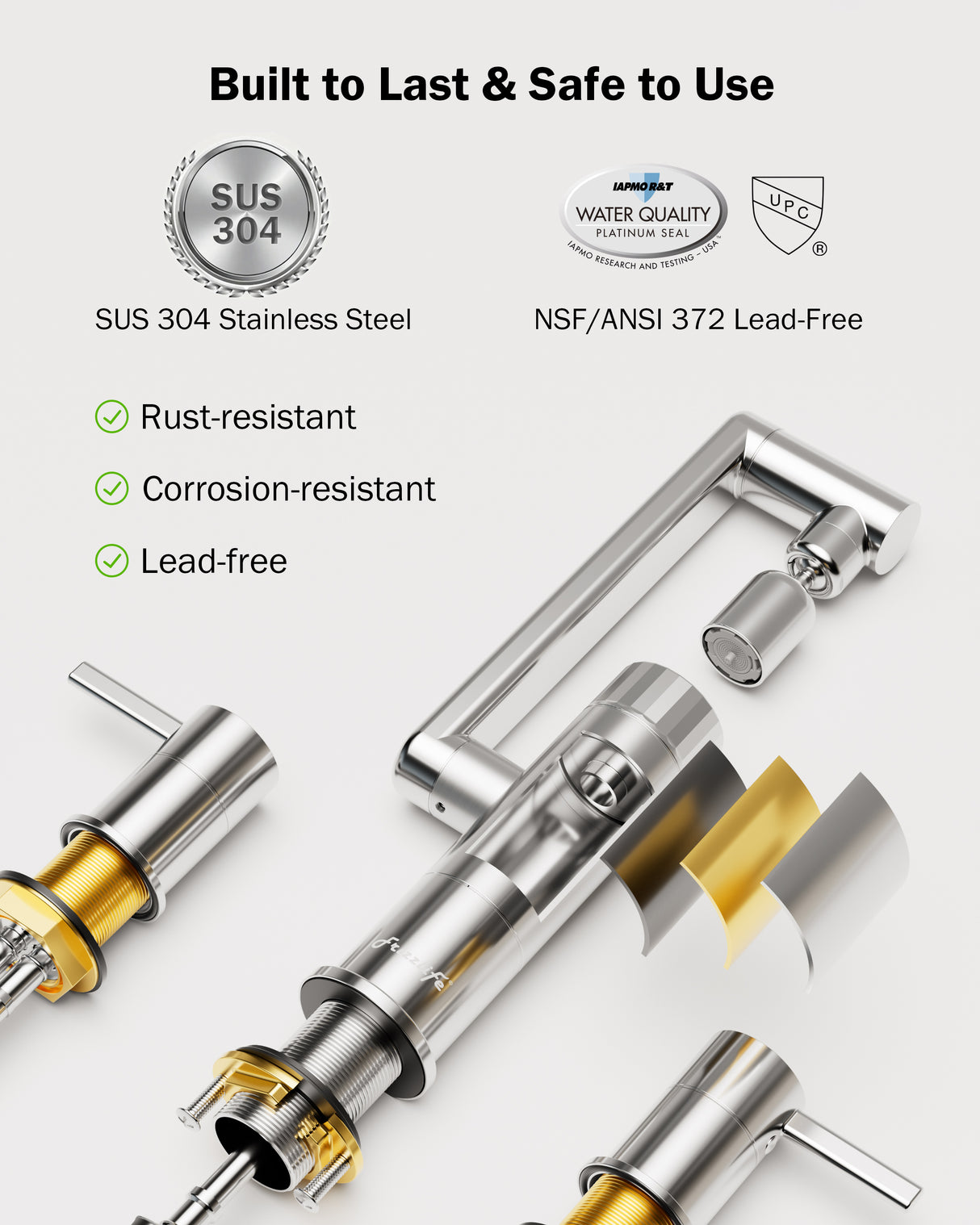 Frizzlife MF1080-X Series Bathroom & Kitchen Faucet with Water Filter, Polished Chrome, 360° Swivel Aerator