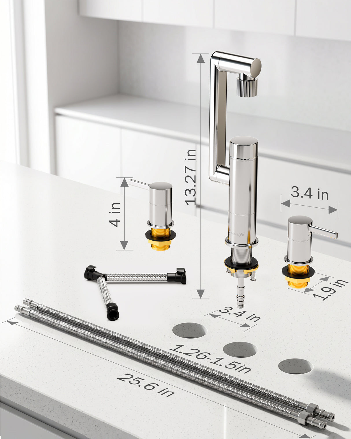 Frizzlife MF1080-X Series Bathroom & Kitchen Faucet with Water Filter, Polished Chrome