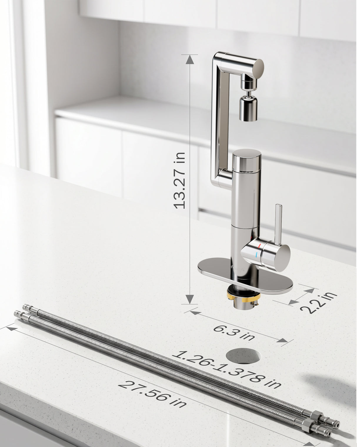 Frizzlife MF1080-S Series Bathroom & Kitchen Faucet with Water Filter, Polished Chrome, 360° Swivel Aerator