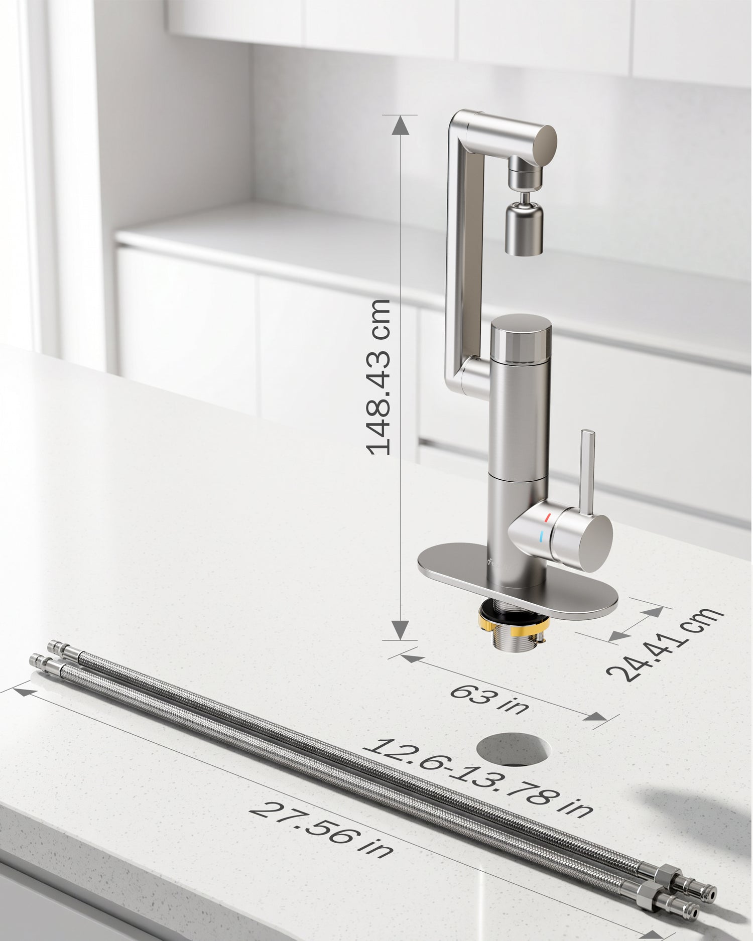 Frizzlife MF1080-S Series Bathroom & Kitchen Faucet with Water Filter, Brushed Nickel, 360° Swivel Aerator