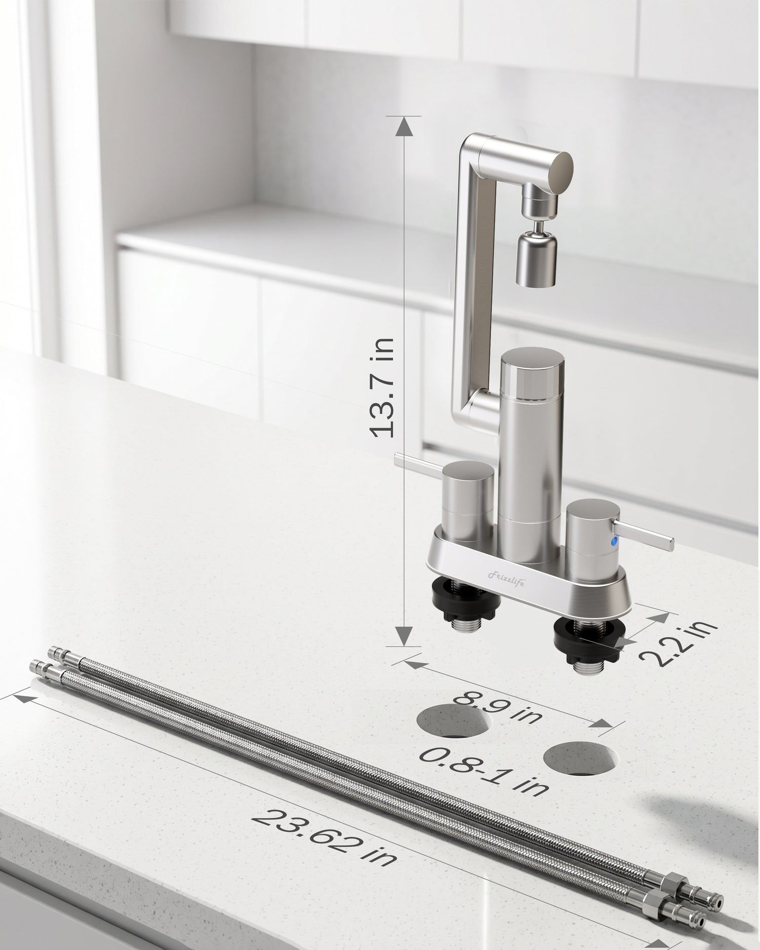 Frizzlife MF1080-D Series Bathroom & Kitchen Faucet with Water Filter, Brushed Nickel, 360° Swivel Aerator