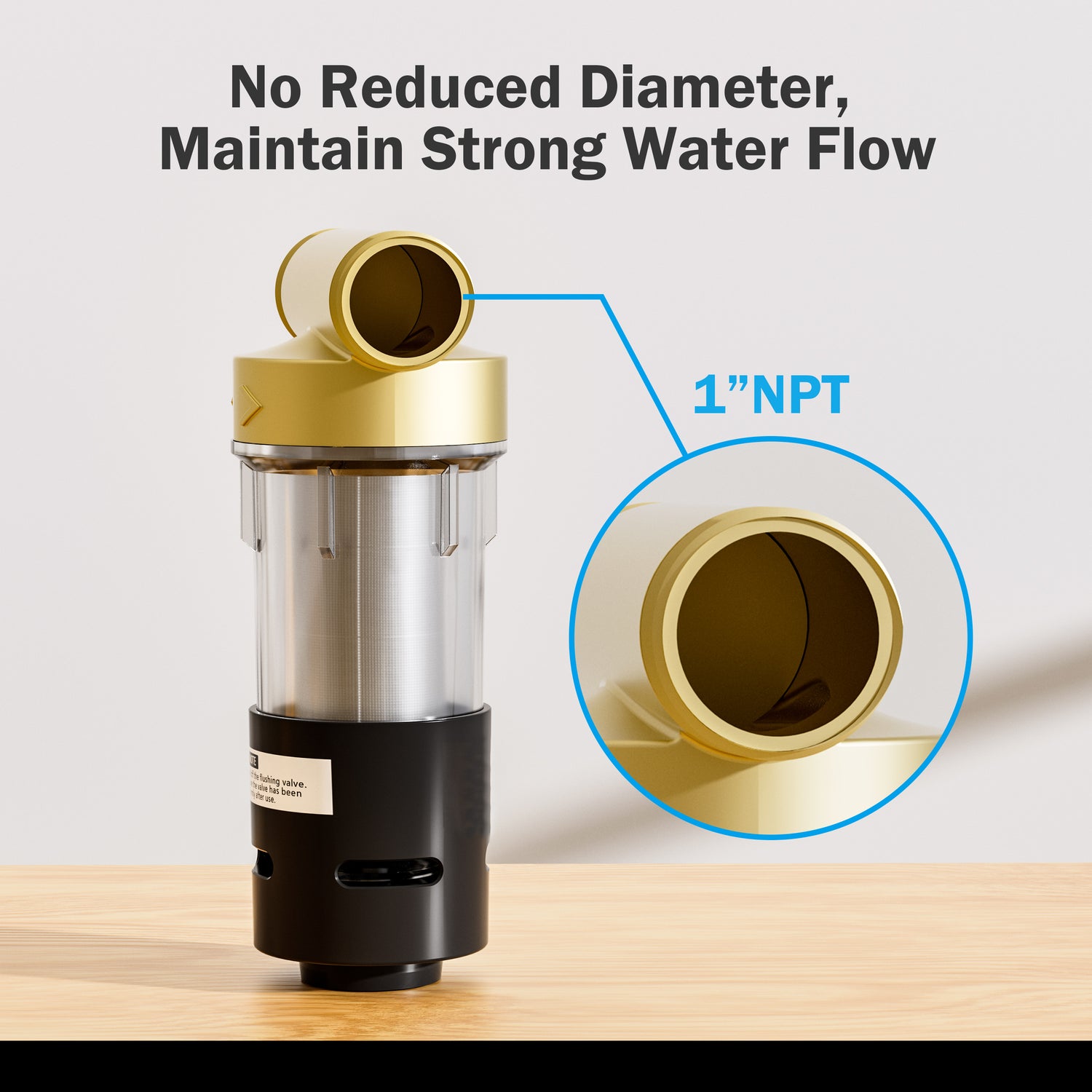 Frizzlife 40&100 Micron Spin Down Sediment Filter with Built-in Scraper, Reusable Whole House Pre-Filter for City/Well Water, Washing Machine, Flushable Filtration, 1