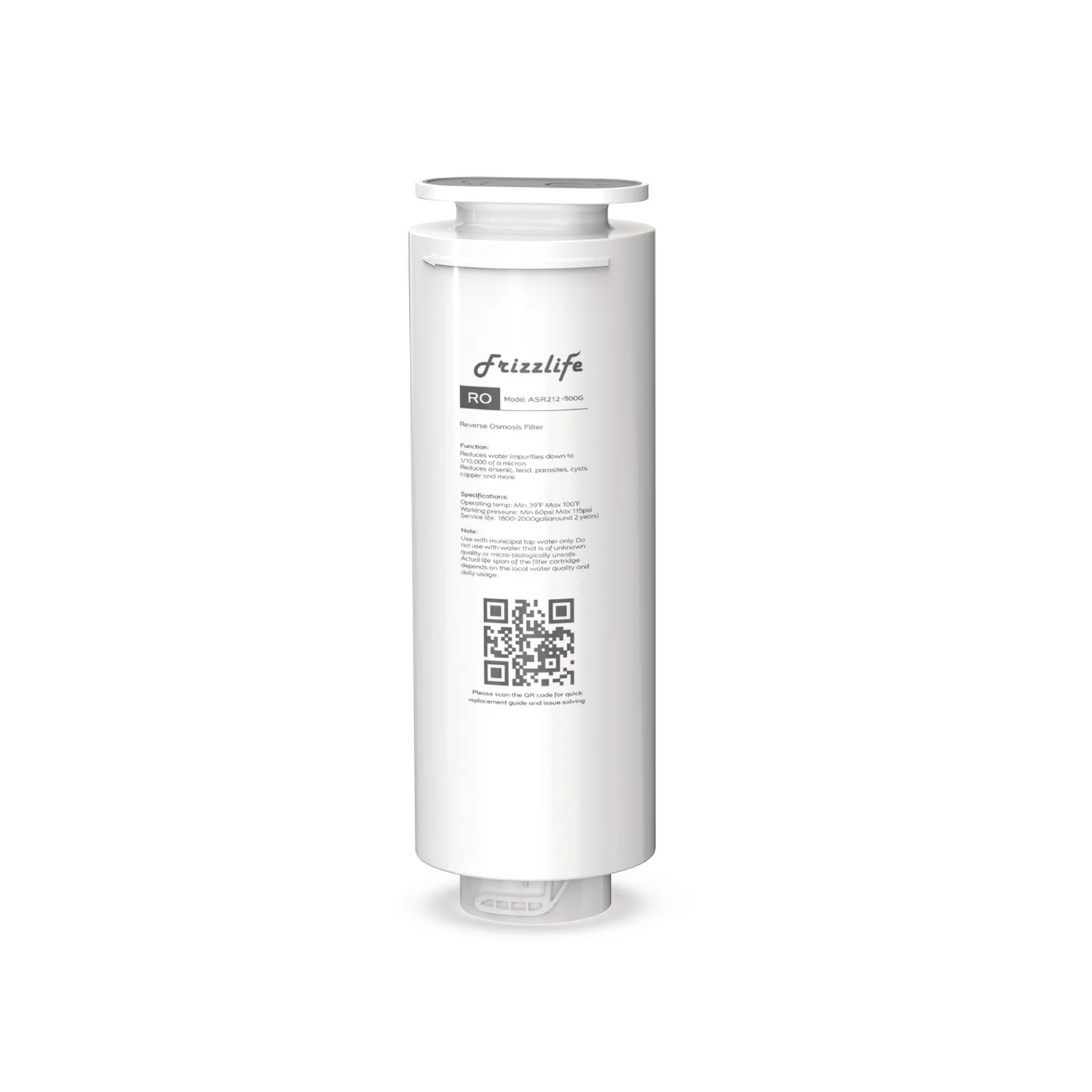 FRIZZLIFE ASR212-500G RO Replacement Filter Cartridge for PD500 RO Undersink Filter System (2nd Stage)