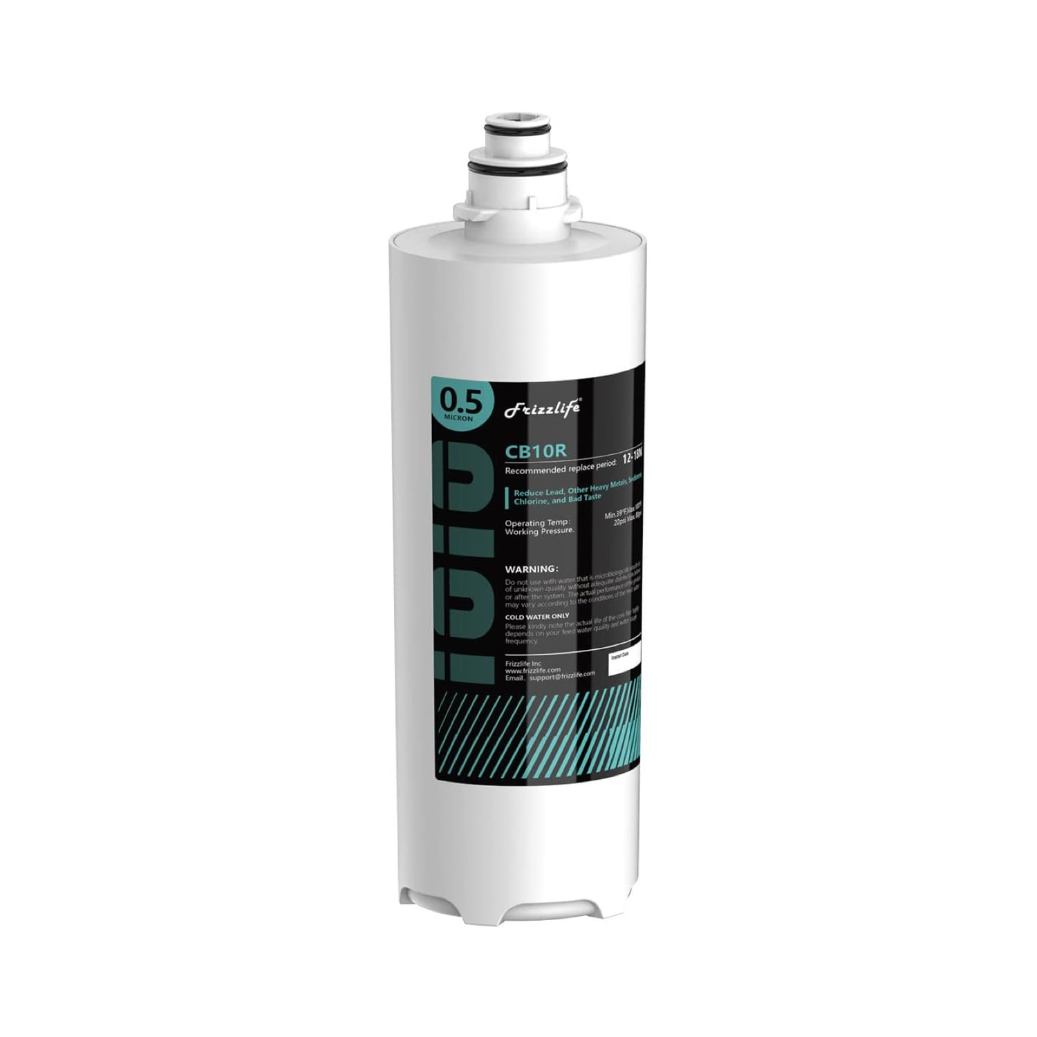 Frizzlife CB10R-HF Austauschgehäuse-Set mit CB10R Filterkartusche – Für DW10, DW10F, TW10 Untertisch-Wasserfiltersysteme