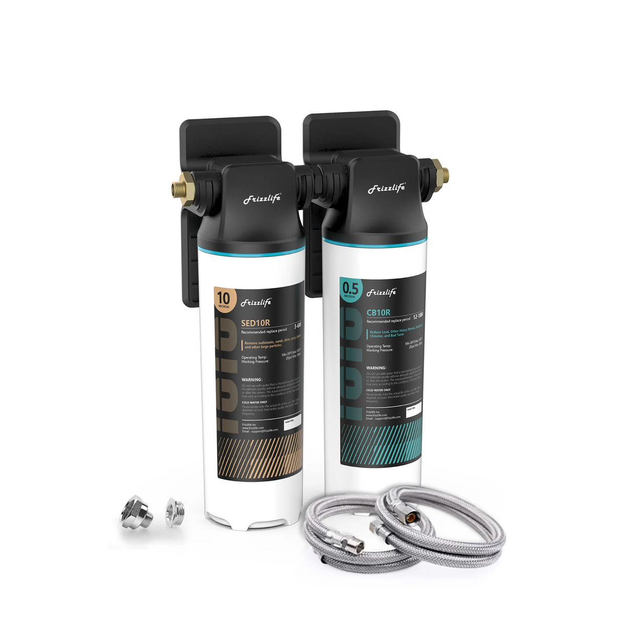 Frizzlife DW10 Under Sink Water Filter System, NSF/ANSI 53&42 Certified Elements, Direct Connect 2-Stage Water Filter
