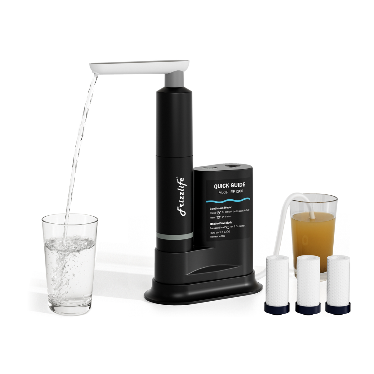 Frizzlife Water Filter Camping with Electric Pump, 0.01μm UF 7-Stage Portable Water Filter, Rechargeable Water Purifier for Camping, Survival, Backpacking,Hiking & Emergency,3pcs Pre-Filters,EF1200