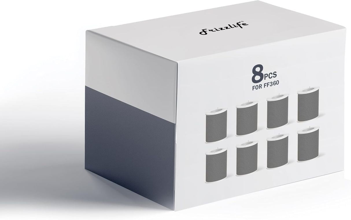 【Reserva】Repuesto de filtro Frizzlife FF360 de 8 piezas, 8 piezas de fibra de carbono