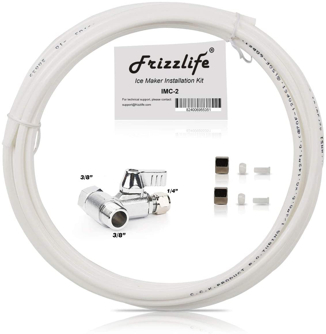 Frizzlife IMC-2 Kit de máquina de hielo compatible con sistema de filtro de agua de conexión de manguera trenzada (rosca de 9/16")