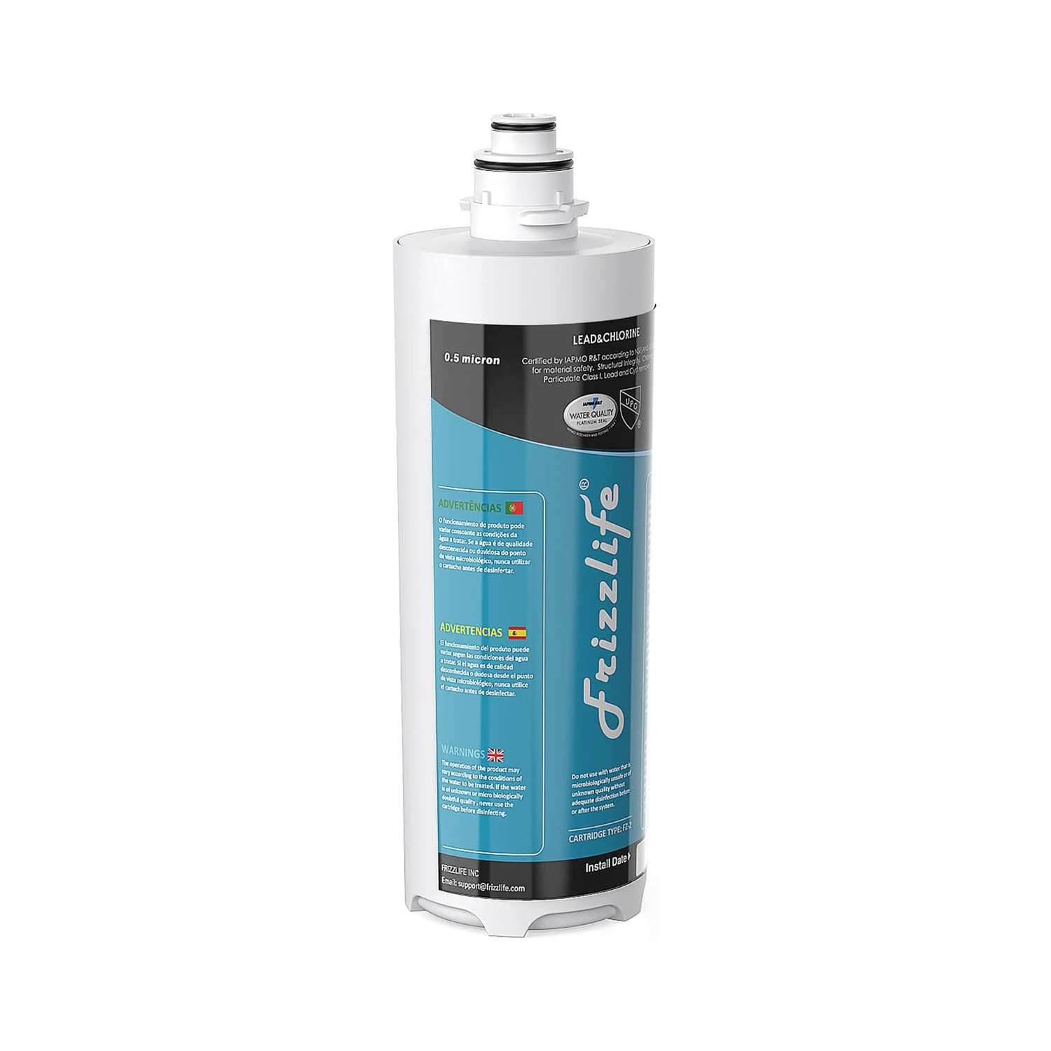 Frizzlife MS-HF Kit de cartouche filtrante de rechange pour MS99 – Comprend une cartouche filtrante et un boîtier de filtre