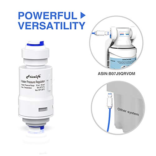 Vanne de protection pour régulateur de pression de filtre à eau Frizzlife pour système d'osmose inverse et de filtration d'eau, 60 psi, raccord rapide 1/4 po, PRV01