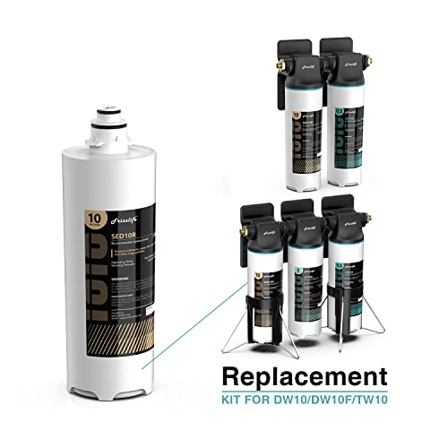 Kit de carcasa de repuesto Frizzlife SED10R-HF con cartucho de filtro SED10R en el interior - Para sistemas de filtro de agua bajo fregadero DW10, DW10F y TW10