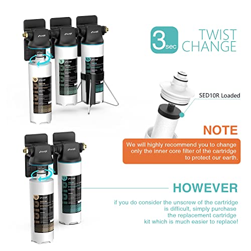 Kit de carcasa de repuesto Frizzlife SED10R-HF con cartucho de filtro SED10R en el interior - Para sistemas de filtro de agua bajo fregadero DW10, DW10F y TW10