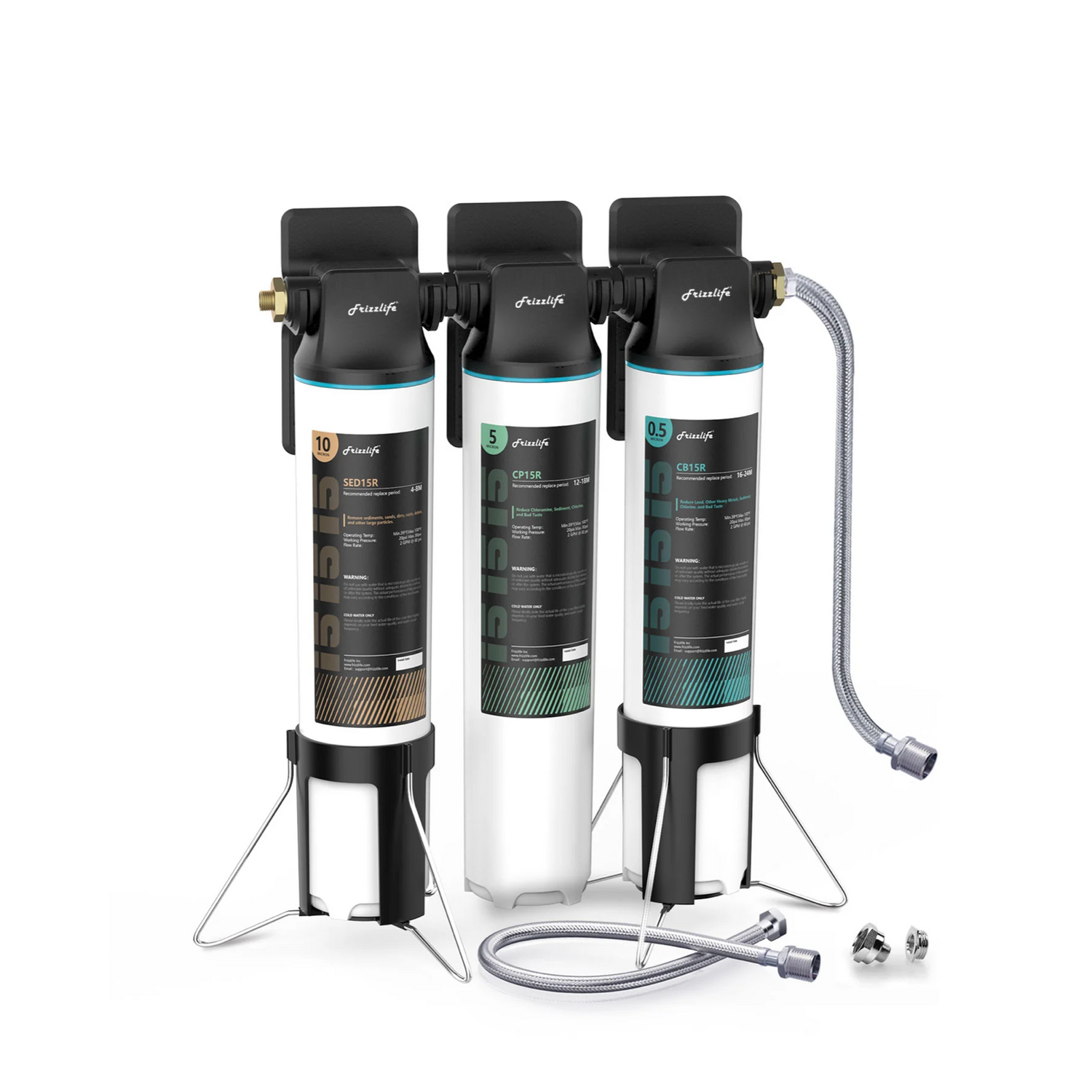 Frizzlife 3-Stage Under-Sink Water Filter System – Lead Reduction, TW15