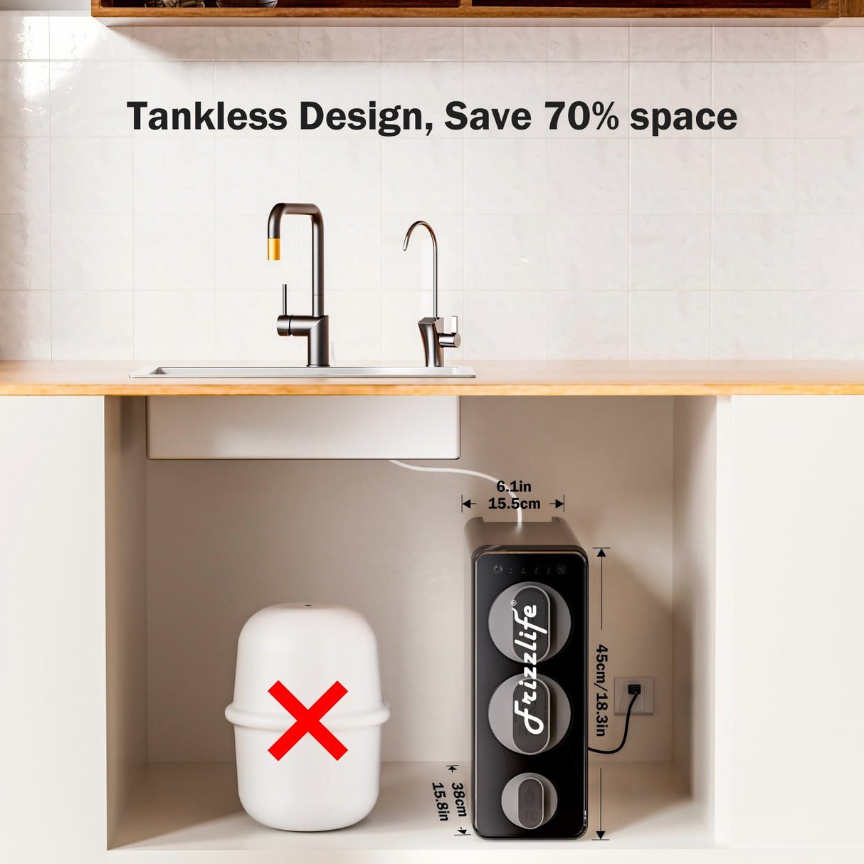 Frizzlife 1200GPD Reverse Osmosis Water Filter, NSF/ANSI 42&58&372 Standards, 11-Stage Tankless RO Water Filtration System, Under Sink, 3:1 Pure to Drain, Smart Faucet, Reduce PFAS, BPA Free, PD1200