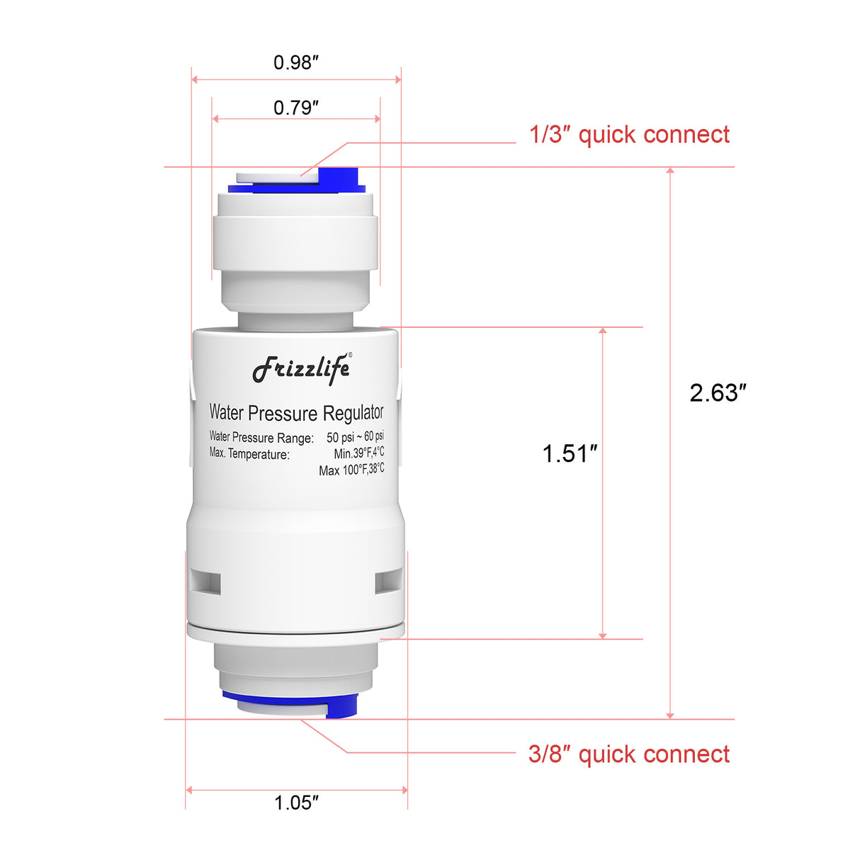 Frizzlife PRV03 Pressure Regulator For Water Filter System