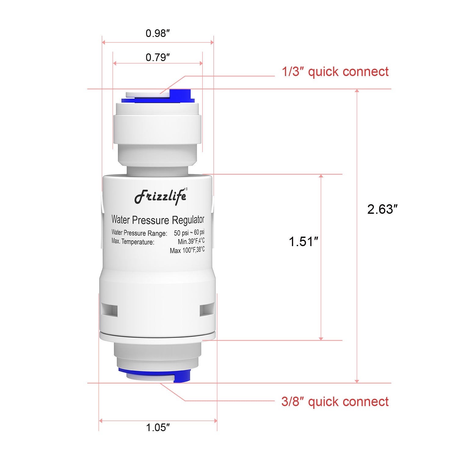 Frizzlife PRV03 Pressure Regulator For Water Filter System