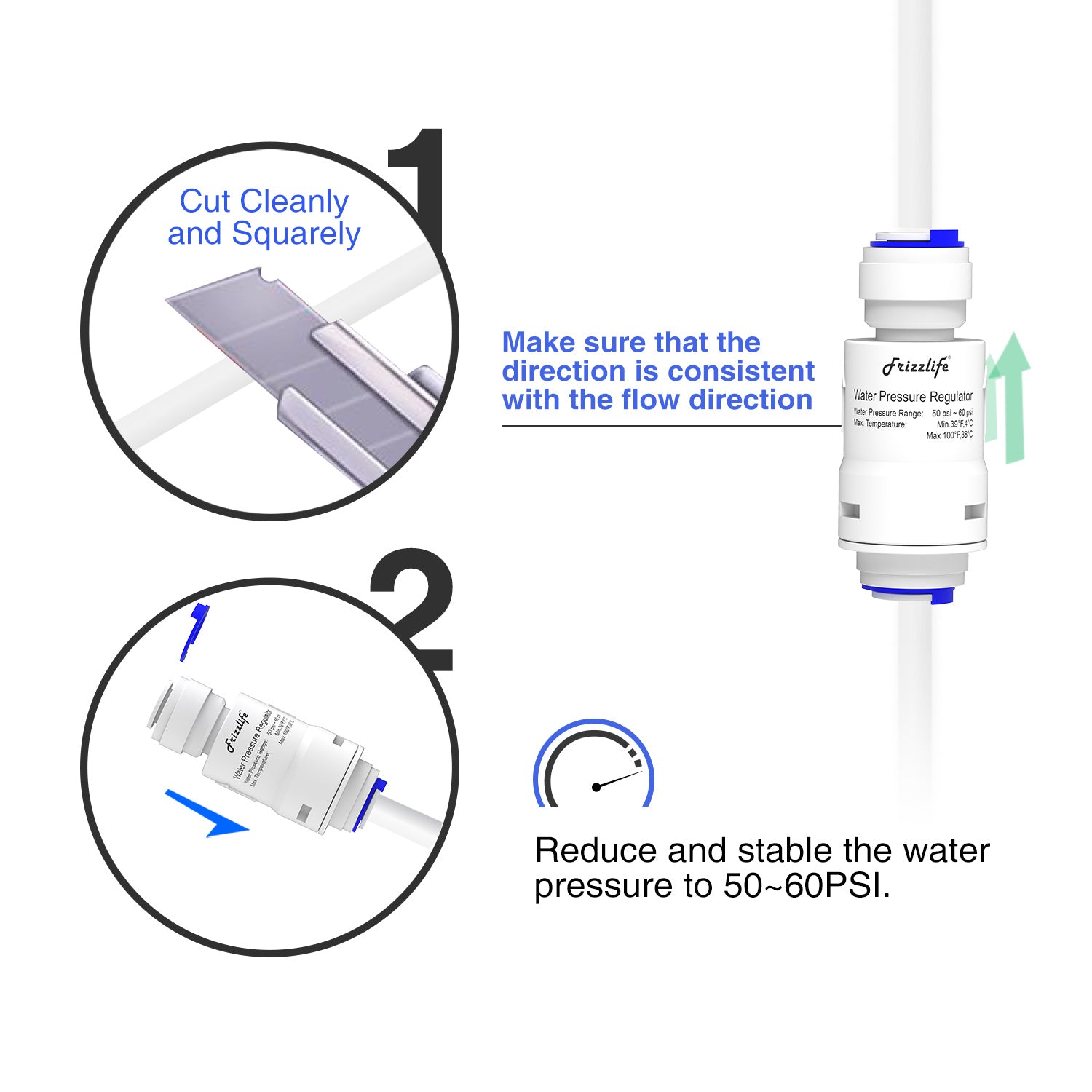 Frizzlife PRV03 Pressure Regulator For Water Filter System