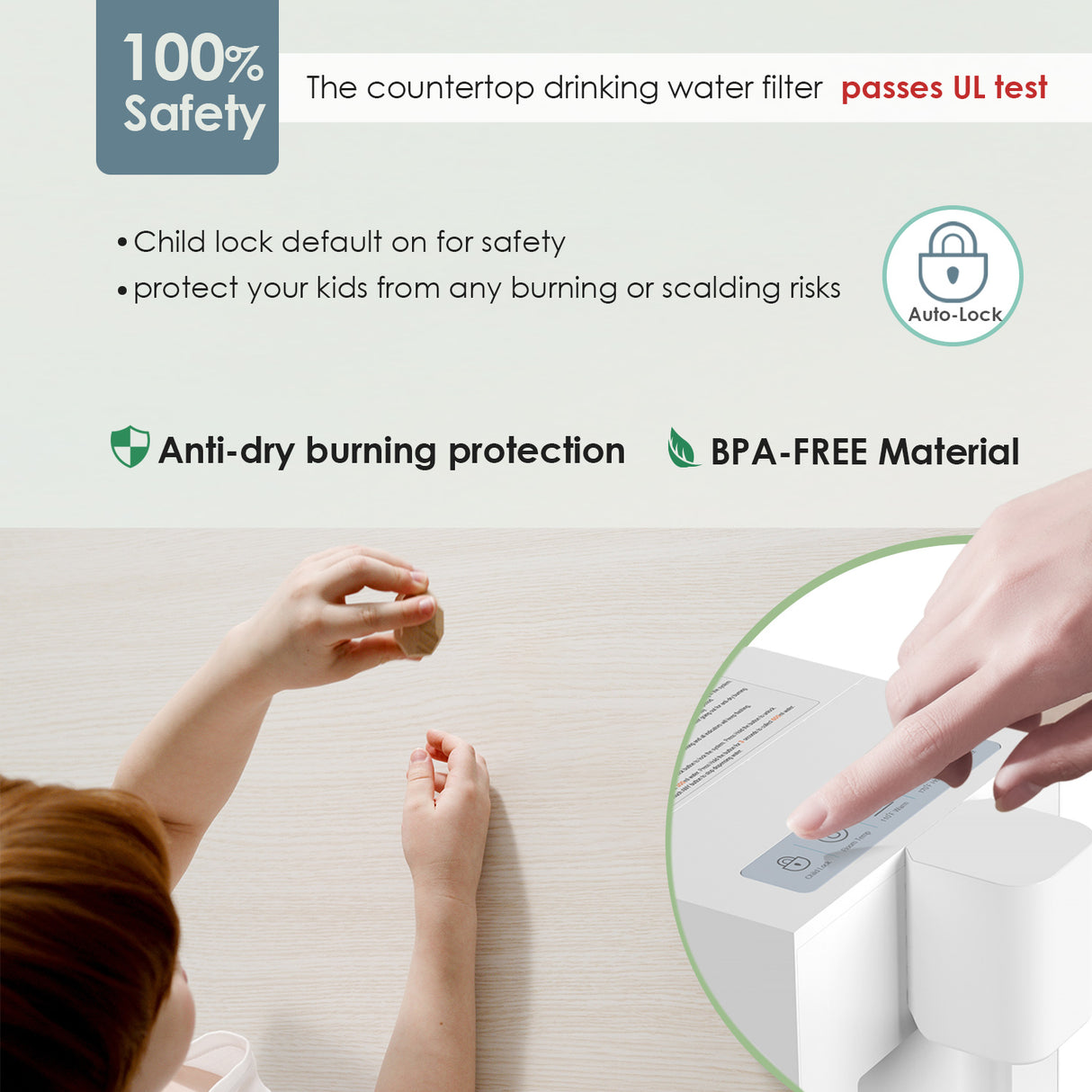 Frizzlife T900 Countertop Water Filtration System, Instant Hot Water Filter Dispenser, 4 Temperatures, Zero Installation, 1 Filter Included